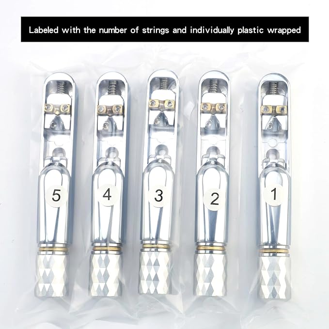 Pack of 5 Individual Single Tubular Fixed Bridge 5 String Electric Bass Bridge for Headless 5-string Bass Replacement Parts Chrome
