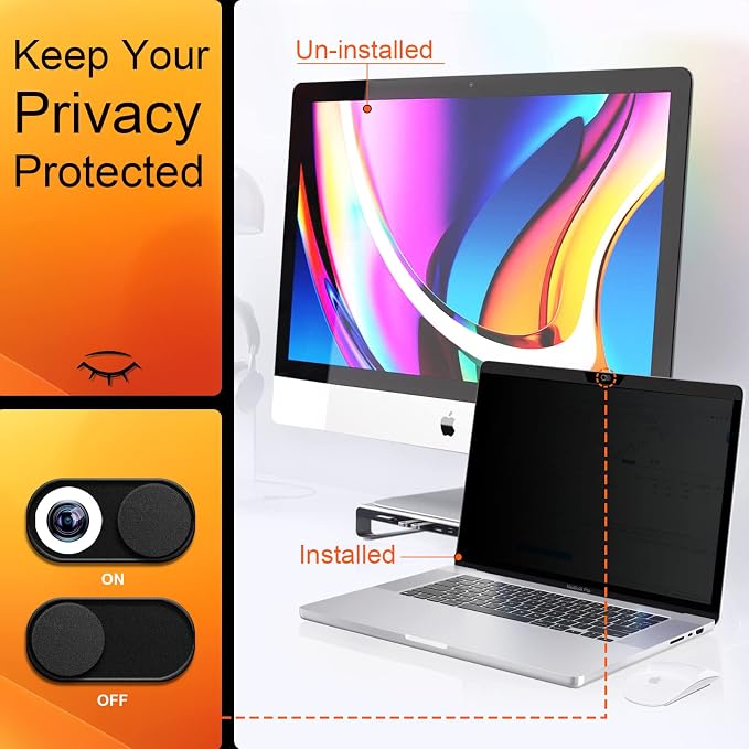 Mamol Magnetic Privacy Screen MacBook Air 13 Inch(2018-2021, M1), Removable Anti Blue Light Glare Filter Screen Protector with Camera Cover for Mac air 13''
