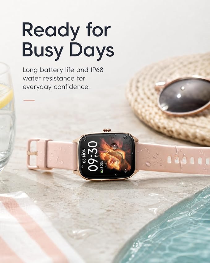 Smart Watch for Men Women, 1.85" HD Touch Screen Smartwatch with Bluetooth Answer/Make Calls, Fitness Tracker Compatible with iPhone Samsung Android iOS Pink