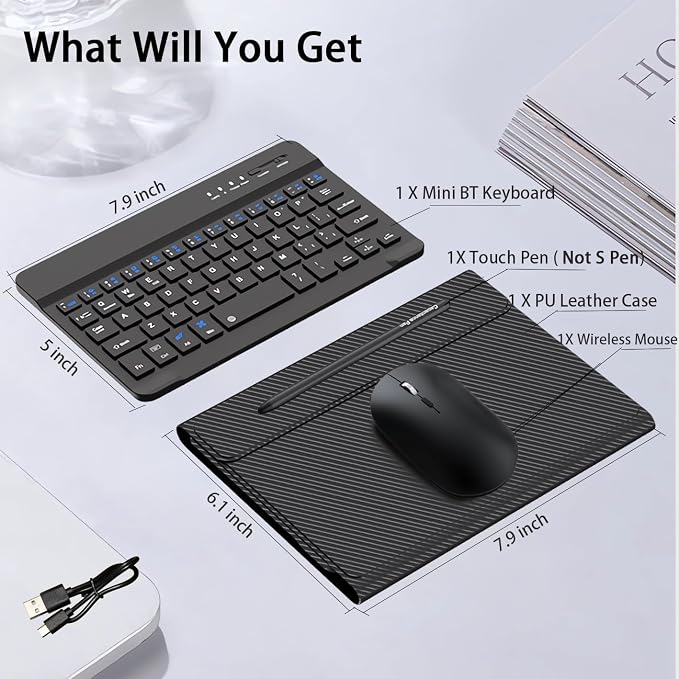 for Google Pixel 10 9 Pro Fold Keyboard and Mouse, Portable Mini Bluetooth Keyboard with Leather Case and Pen, 4 in 1 Travel Set for Pixel 10 Pro Fold Accessories/Motorola Razr Fold 2026