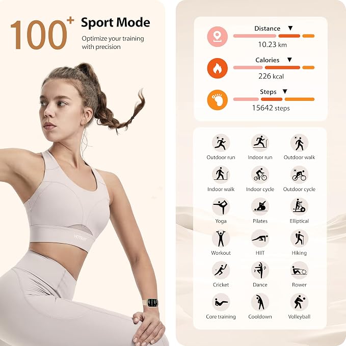 Smart Watch for Women with Alexa Built-in, 1.83" HD Touchscreen Fitness Tracker with Bluetooth Calls, Heart Rate/Sleep Monitor, 120+ Sports Fitness Watch, IP68 Waterproof Smartwatch for Android iOS