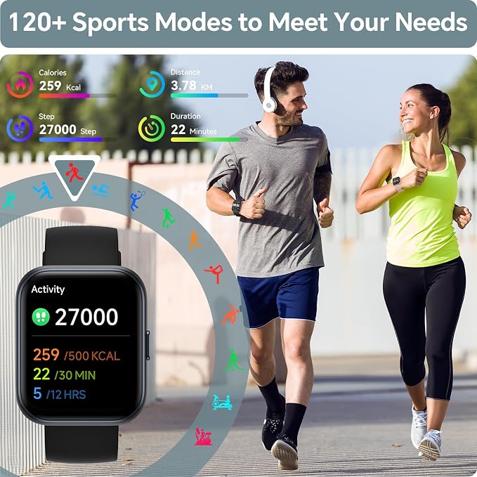 Smart Watch for Men Women, 1.85" HD Smartwatch for iPhone/Samsung/Android (Answer/Make), Fitness Tracker with Heart Rate/Sleep/SpO2 Monitor, Smart Watches 3ATM Waterproof 120+ Sport Modes, Alexa