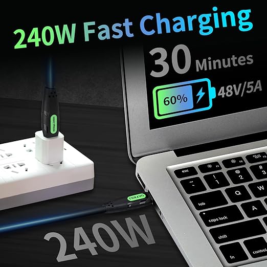 4FT/1.2M USB 4 Cable Compatible with Thunderbolt 4/3 Cable,240W Fast Charging,40Gbps Data Transfer, 8K60hz Video,USB4/USB-C Cable Compatible with iPhone 15,Docking,Latop