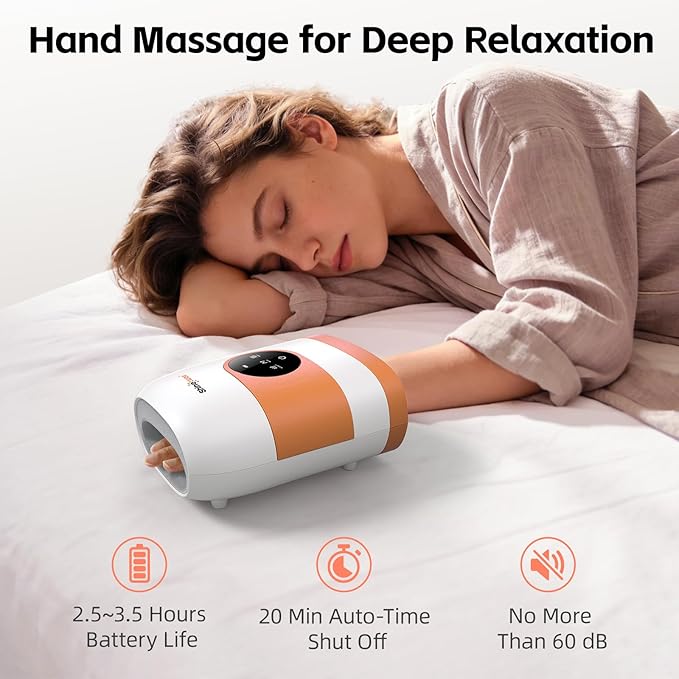 SHINE WELL Hand Massager - Cordless Hand Massager with Heat and Compression for Arthritis and Carpal Tunnel - Muscles Pain Relief from Wrist to Palm and Finger, Gifts for Women Men