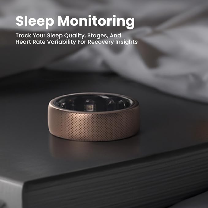 Amazfit Helio Smart Ring Health Tracker, Fitness Tracker Ring, No Subscription, Monitors Sleep, Heart Rate & Stress, Titanium Alloy, Fast 1.4-Hr Charging, Water-Resistant, Size Before You Buy(Size 10)