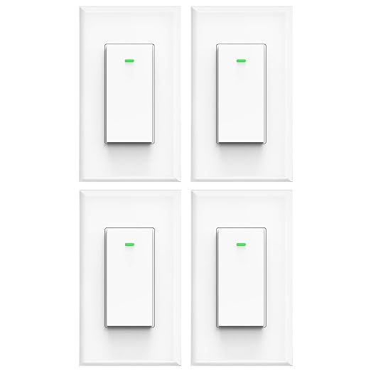 Smart light switch, Compatible with Alexa, Compatible with Google Assistant, No Hub Required, Smart Home WiFi Wireless, Suit for 1/2/3/4 Gang Switch Box, Neutral Wire Required, White Micmi 4pack