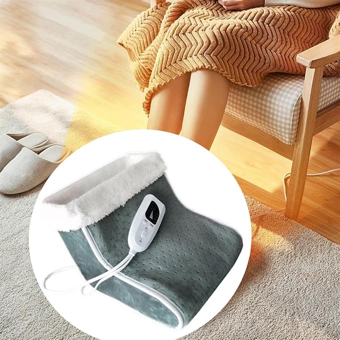 TopHomer Electric Foot Warmer, Quick Heating Pad for Feet, 6-Level Heated and 4 Timing Settings Slippers for Men Women, Soft Heated Boots, Feet Warmer for Home, Dark Grey BS 240V