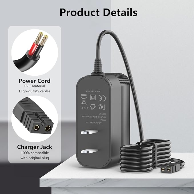 21.5V Charger for Consciot Pool Vacuum Compatible with Consciot PC15 20V Battery Handheld Pool Cleaner Power Cord Charger Replacement