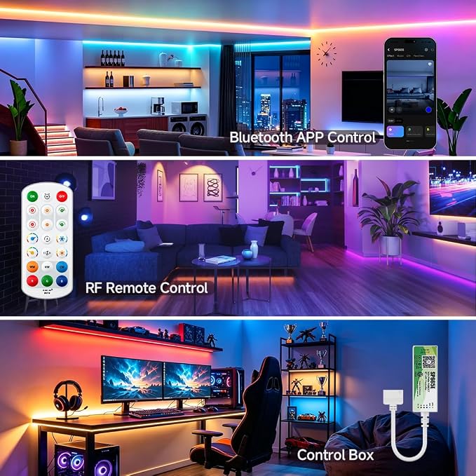 BTF-LIGHTING FCOB COB RGBCCT Color Changing LED Strip Kit,UL Listed RGB+Tunable White 3000K-6000K 20FT DC24V Flexible High Density LED Light Bluetooth Music Controller for Bedroom Home Indoor Decor