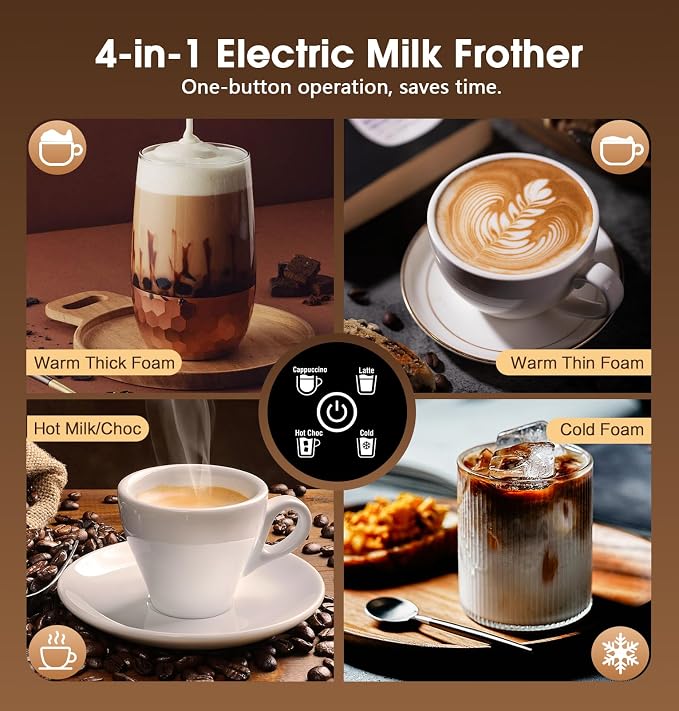 Milk Frother and Steamer, Detachable Electric Milk Frother, 30.44Oz./900ML Capacity, Automatic Warm and Cold Foam Maker, Hot Chocolate Maker