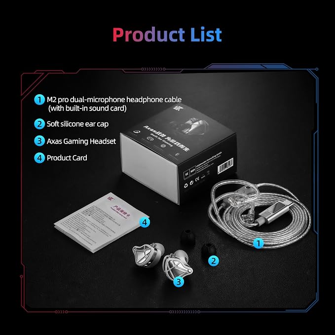 KZ Axas USB C Headphone with Mic, Noise Isolation IEM for Gaming, Comfort-Fit Type C Earphone for iPhone17 Samsung, High-Definition Decoding Cable Built-in DSP with 4 EQ Modes (Black, DSP)