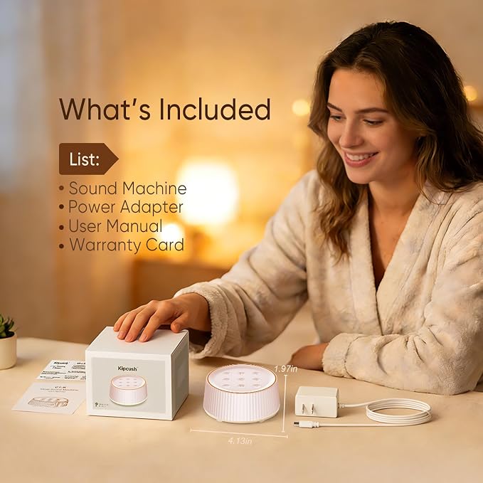 Noise Machine, White Noise Sound Machine for Baby & Adults, 26 Soothing Sounds, 8 Night Light Colors, Tap Control, 6 Timer Settings, Auto-Off & Memory, 4-7-8 Breathing (Blue, Standar)