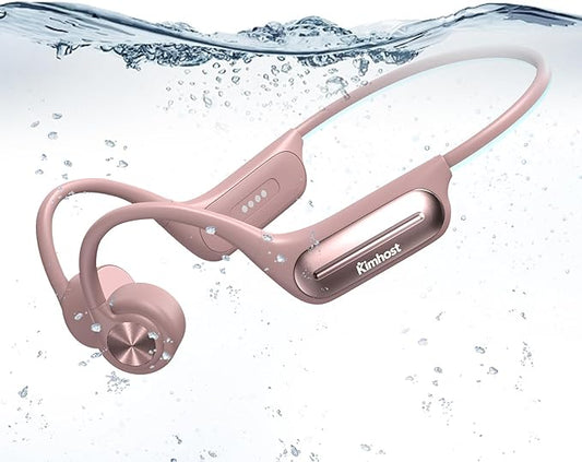 Bone Conduction Headphones-IP68 Swimming Headphones,Bone Conduction Earbuds with MP3 Mode 32GB Memory Up to 8 Hours Playtime Bluetooth 5.3 Running Headphones Secure Fit for Underwater (Pink)