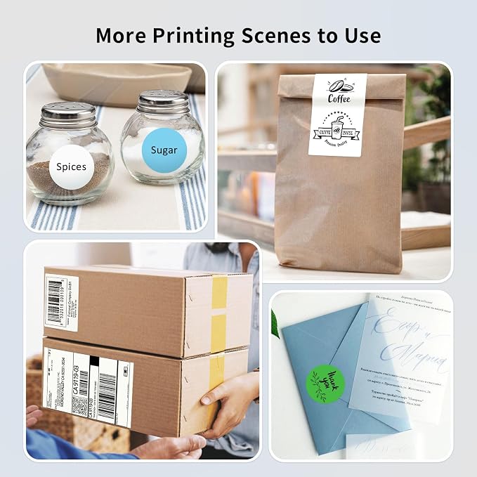 JADENS Bluetooth Thermal Label Printer, Wireless with Built-in Paper Bin | Compatible with iOS, Android, Windows, Mac, Chromebook, Widely Used for Etsy, Shopify, USPS