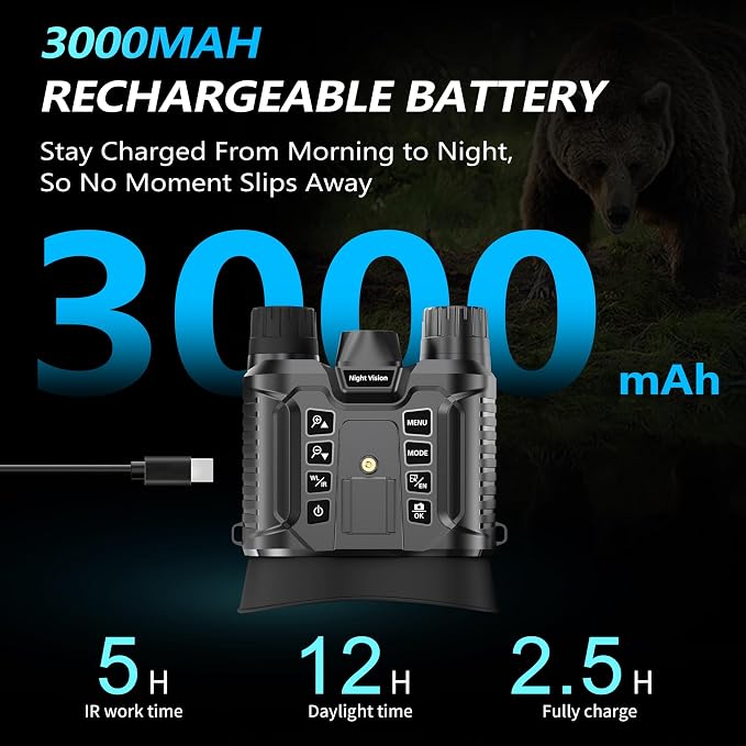 Dsoon Night Vision Goggles, Upgraded Rechargeable Head-Mounted Night Vision Binoculars with 32GB TF Card, Hands Free, Tactical Flashlight, 1312FT, 8X Digital Zoom