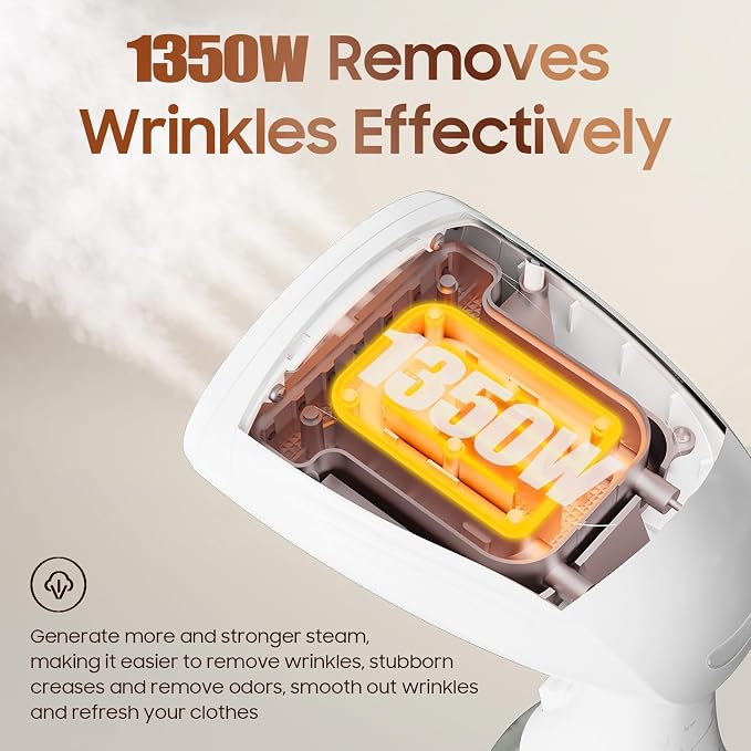 Small Handheld Steamer Iron for Clothes - 1350W Portable Clothes Steamer, Removes Wrinkle with Heat-Resistant & Strong Steam for Different Fabrics, Suit for Home/Office/Travel