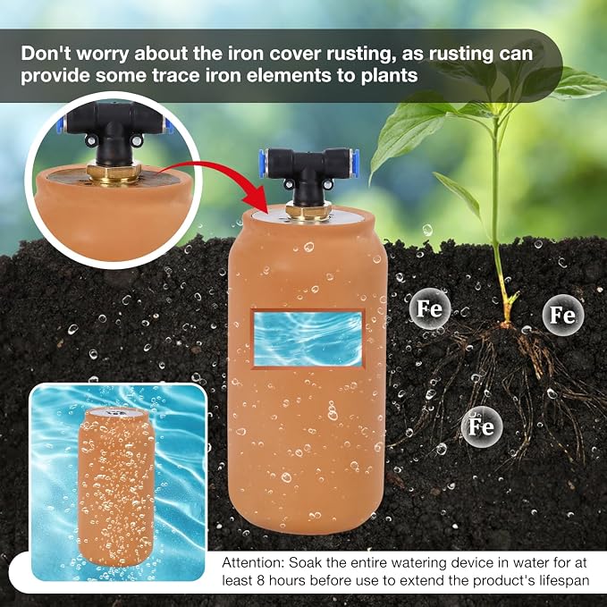 8pcs Ollas Irrigation System 3.1x3.1x6in Irrigation System for Garden Hydroponic Watering System Plant Watering Devices for Garden 17oz Patio and Hanging Baskets Indoor Plant Watering System