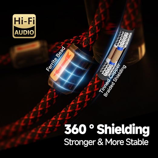 TODN HiFi 4-Core-OFC RCA Cables for Audiophile 2 RCA Male to Male Car Stereo Audio Cable with Shielding for Amps/Phono/Subwoofers (4.9ft/1.5m, 1 Pair)
