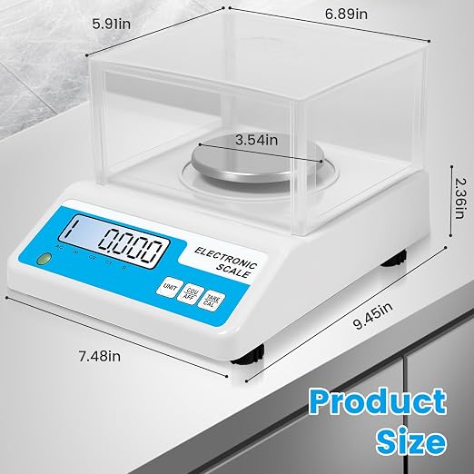 Lab Analytical Balance Scale 500g x 0.001g, 001 Gram Scale High Precision Digital Scale with Windshield, Jewelry Scale for Gold Powder Laboratory Kitchen School, 4 Units with LCD Display,