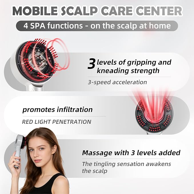 3-in-1 Hair Oil Applicator & Cordless Electric Head Massager,Electric Scalp Massager,IPX7 Waterproof, Portable Scalp Brush for Home & Travel