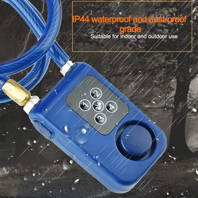 Sonew Smart Keyless Alarm Lock with 110db Alarm IP44 Anti-Theft Chain Lock for Motorcycle/Gate/Gates/Blue