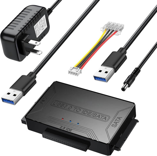 USB 3.0 to SATA IDE Adapter，Hard Drive Reader,IDE Sata to USB External Data Recovery Converter,for Universal 2.5 3.5 HDD SSD Hard Drive Disk