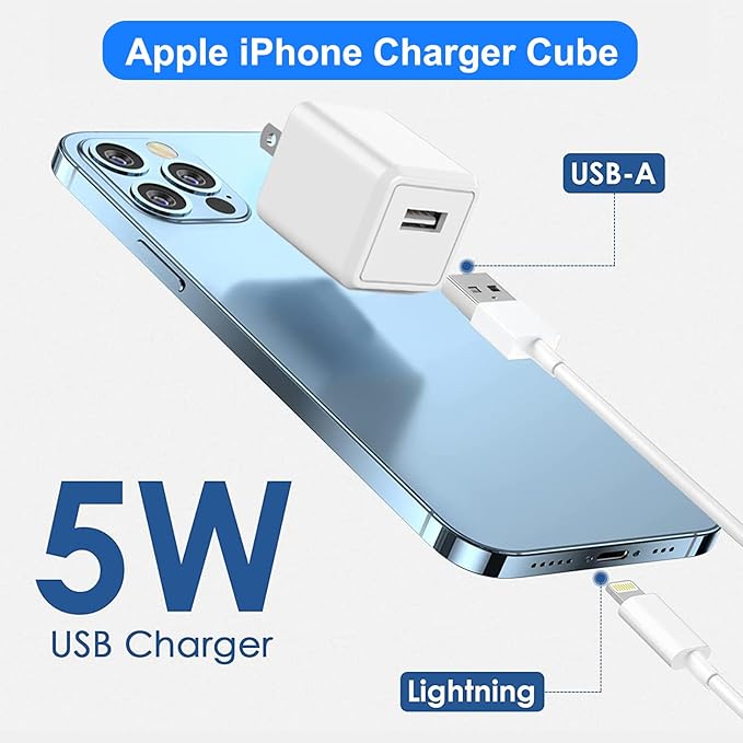 iPhone Charger,[MFi Certified]2Pack USB Wall Charger Block Adapter iPhone Cord USB to Lightning Cable Quick Fast Charging Data Sync Cable for iPhone14 Pro Max/13 Pro/12 mini/11/XS/XR/8 Plus/SE/AirPods