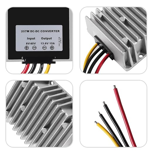 DIANN DC Voltage Reducer Converter DC 8V/40V to 13.8V 10A Automatic Step Down Up Voltage Regulator Power Converter Waterproof Module Transformer for Golf Cart Club Car