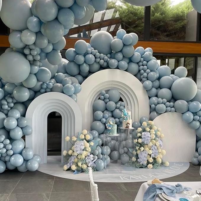 3-in-1 Electric Balloon Pump with Dusty Blue Balloon, 3-in-1 Electric Balloon Pump, Portable Electric Air Pump for All Balloons Inflatables Dual Nozzle Balloon Blower Machine