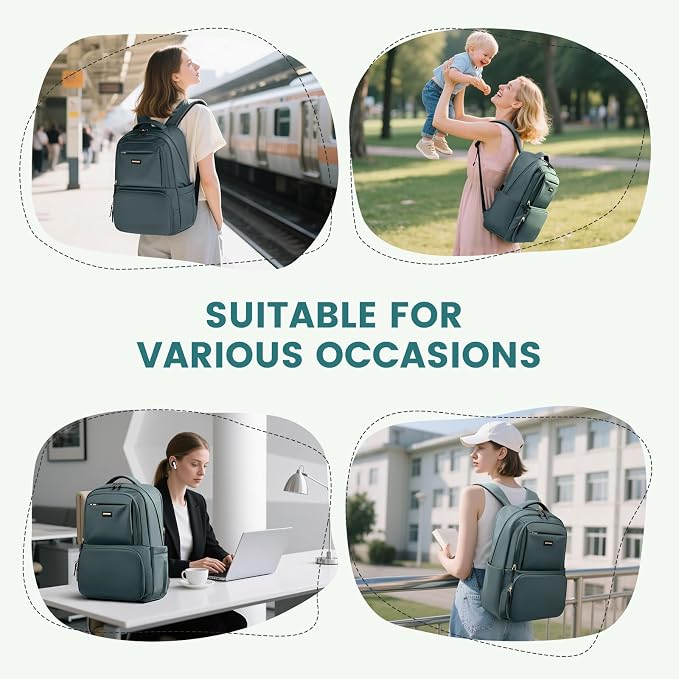 GOLF SUPAGS Lunch Backpack 16 Inch Laptop Backpack with Insulated Cooler Lunch Box Food Bag for College Work Camping Picnics (Atrovirens)