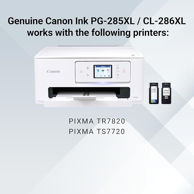 Canon PG-285 XL / CL-286 XL Genuine Ink Value Pack (2 Cartridges), Compatible with TR7820, TS7720/7722