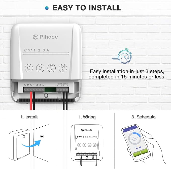 4 Zone Smart Sprinkler Controller with Local Weather Intelligence and Atmosphere Lights, Automated Watering and App Control WiFi Irrigation System, Save Water Through Rain Skip