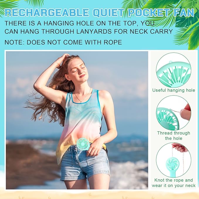 Woanger 12 Pcs Mini Handheld Fan Bulk 3 Speed USB Electric Battery Operated Small Portable Pocket Fan with Data Cable Mounting Base Summer Gift for Wedding Camping Travel (Green)