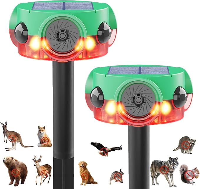 ChunHee Outdoor Motion Sensor Alarm, Barking Dog Alarm with 360° Detection, Supports Voice Recording, Adjustable Volume, 120dB Motion Activated Alarm for Home, Garden, Yard, Farm – 2Pack