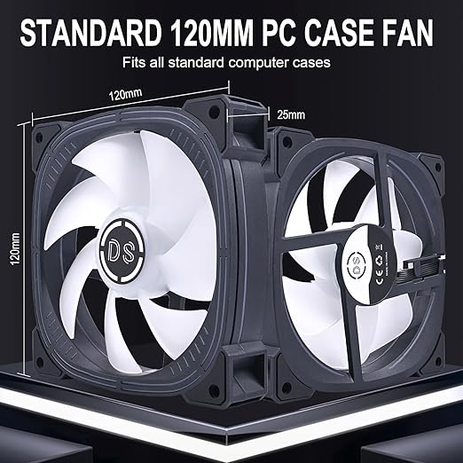 Rainbow LED RGB Fans with Controller for PC Case, CPU Cooler, Radiators System (6pcs RGB Fans, G Series)