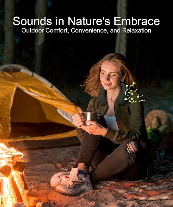 JY508 Wireless Neckband Speaker - 3D Stereo Sound, 12 Hrs Play Time, Low Latency for Gaming/TV, Type-C Quick Charging, Wearable Speaker for Home, Office, and Outdoors