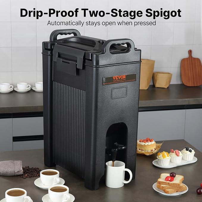 VEVOR Insulated Beverage Dispenser, 5 Gallon, Food-grade LDPE Hot and Cold Beverage Server, Thermal Drink Dispenser Cooler with 0.9 in PU Layer Two-Stage Faucet Handle, for Restaurant Drink Shop