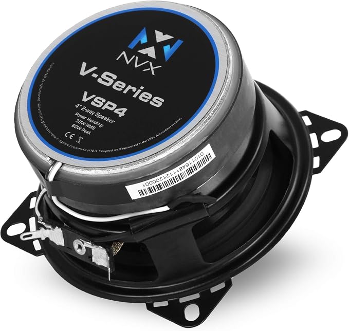 NVX® VSP4 4" Premium Car Speakers, 450W Max, 150W RMS, 2-Way Coaxial w/ 1" Silk Dome Tweeters & Built-in X-Overs, Easy to Install in Cars/Trucks/Doors (Pair)