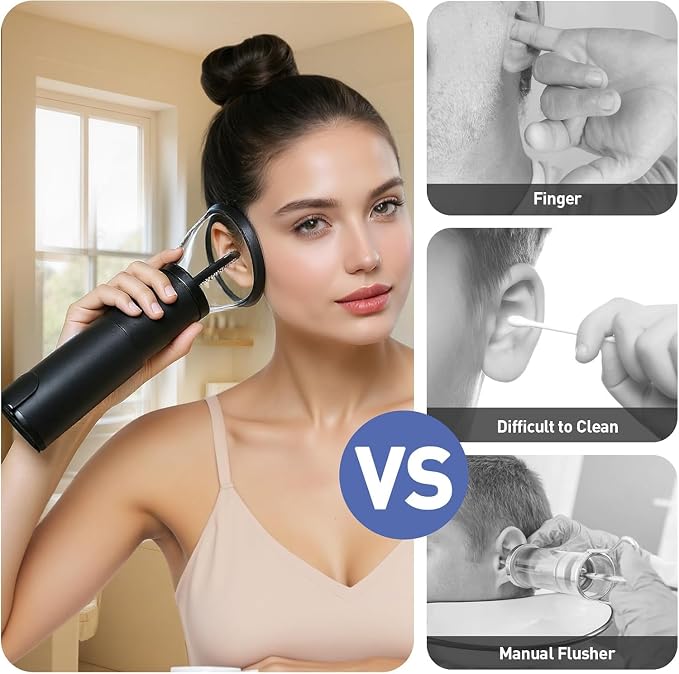Ear Wax Removal Kit, Electric Ear Cleaner with Ear Irrigation Flushing System, IPX6 Waterproof Ear Cleaning Tool, Automatic Ear Cleaner Earwax Removal for Adults Home Gifts