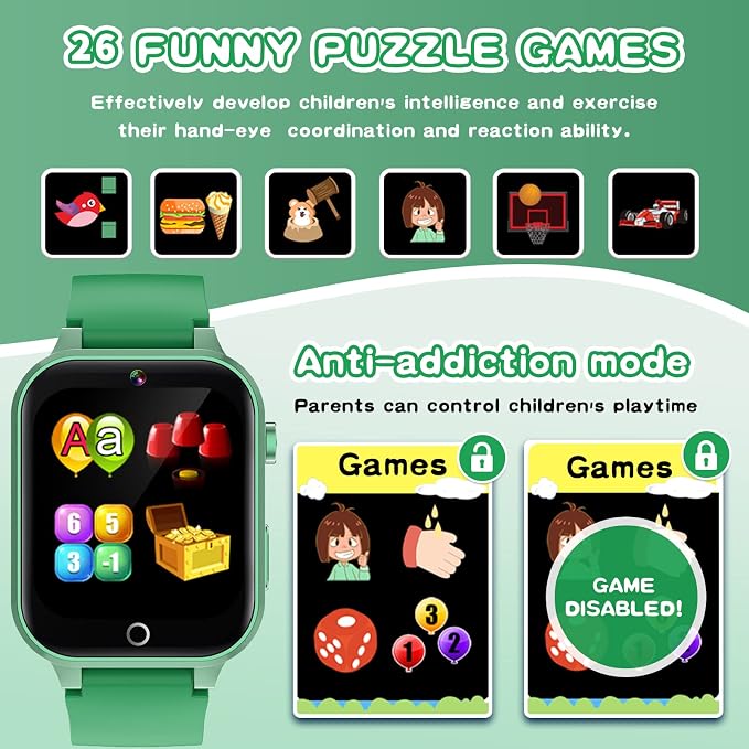 Cosjoype Kids Smart Watch Boys Gift for Age 6-10, 26 Games Touch Screen HD Video Music Player Learning Cards Audiostory Pedometer Educational Toys Birthday Gifts for Girls Ages 4 5 6 7 8