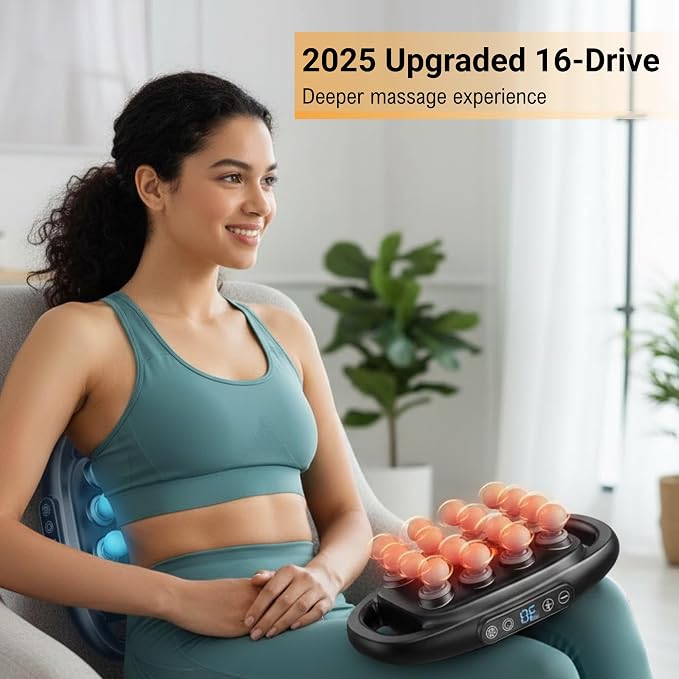 Deep Tissue Percussion Massager with 3 Modes and 30 Intensities, 16-Head Massage Gun Set, Quiet Muscle Massager for Relieving Back, Shoulder, Leg, Foot, and Body Muscle Pain