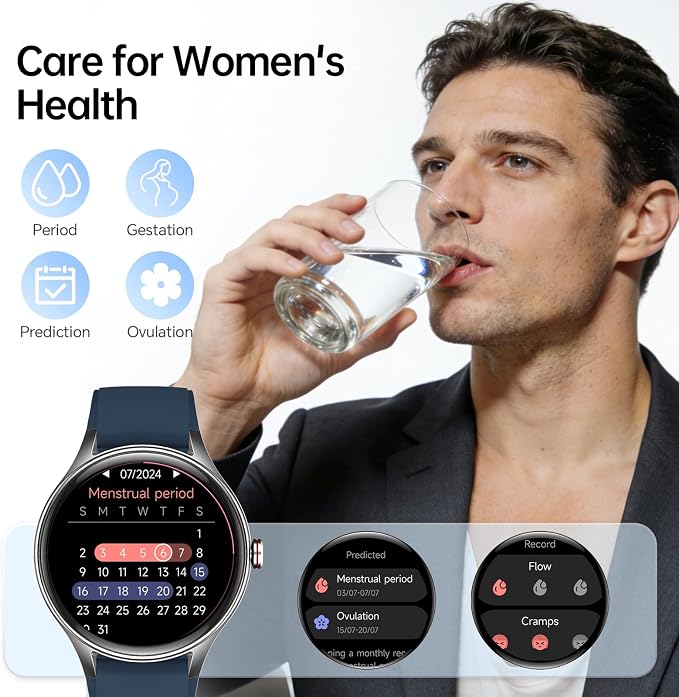 Woneligo Smart Watch,1.57inch AMOLED Touchscreen Fitness Watch for iPhone & Android,Heart Rate/Sp02/Sleep Monitor,110+ Sport Modes IP68 Waterproof Bluetooth Calls(Blue, 1.57)