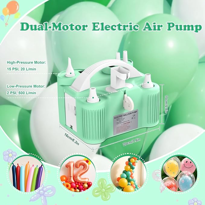 Electric Balloon Pump 4-in-1 Air Pump Portable Electric Balloon Blower Machine Dual Nozzle Quick-Fill 110V AC Inflator Deflator for Balloons Pool Floats Air Mattress Inflatables