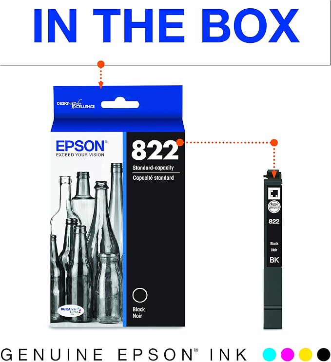 Epson DURABrite Ultra Ink Black Workforce Pro | T822120-S | Standard Capacity | Pack of 2 | Cartridge