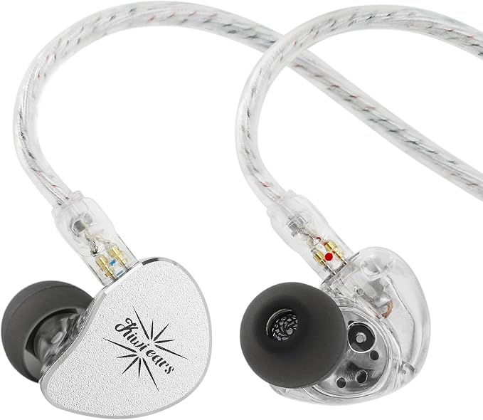 Linsoul Kiwi Ears Belle 10mm DLC Dynamic Driver in-Ear Monitor, HiFi Wired Earbuds with Dual Silver-Plated Cables, Professional IEM for Stage Performance/Gaming/Music Production (Typec MIC, Silver)