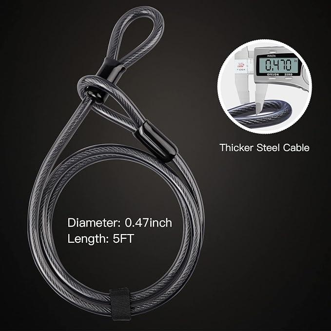 Bike U Lock Heavy Duty Bike Lock Bicycle Lock, 16mm U Lock and 3ft / 5ft / 6ft Length Security Cable with Sturdy Mounting Bracket for Bicycle, Motorcycle and More