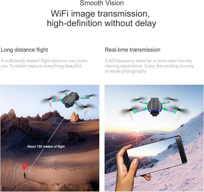 ikaufen E99 Drone Single camera,No Screen Control Camera for Adults RC Drone With 480P Dual Camera WiFi FPV Foldable Quadcopter Aircraft +1 Battery (E99 No Screen Control Black)