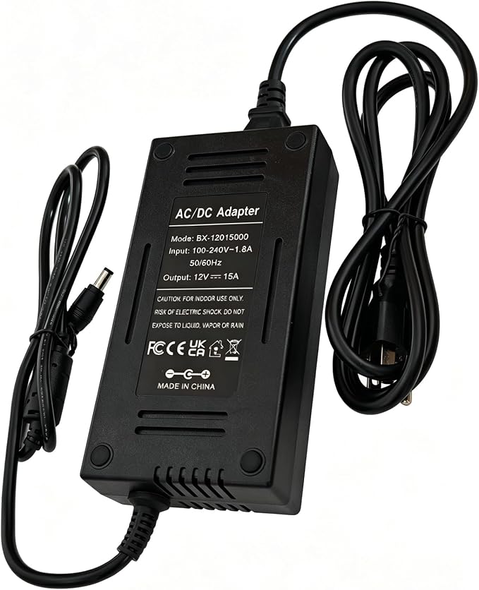 12V 15A AC to DC Adapter for 5050 3528 LED Strip Light Driver CCTV Cameras 3D Printer Security System LCD Monitor,12 Volts 15 Amps Power Transformer 5.5x2.5mm&5.5x2.1mm Pump Desktop AC to DC Converter
