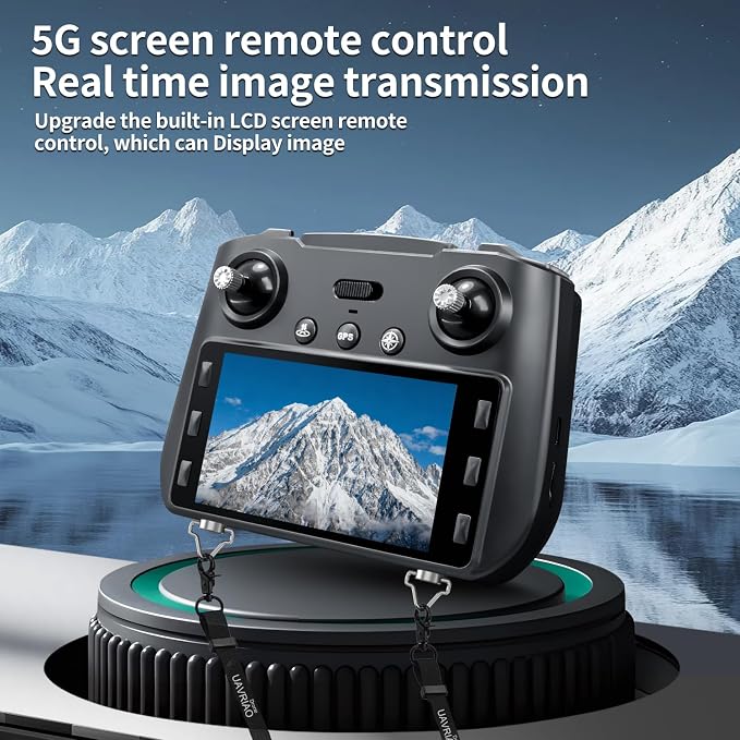 Drone with 4.5" HD Screen Remote, 2K Dual Camera Brushless Motor Quadcopter, 30 Min Flight with 2 Batteries, WiFi FPV, Follow Me, Auto Hover, 360° Protection, 3D Flip, Headless Mode, Includes Remote Lanyard - Great Gift for Adults and Beginners