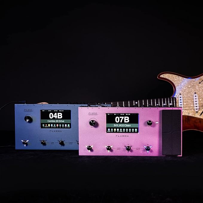 FLAMMA FX200 Multi Effects Guitar Processor with 5” LCD Touch Screen Programmable MIDI Port Extensive I/O Support Modules Order Changing USB Audio Recording 58 Preamp Models 30 Cabinet Simulations